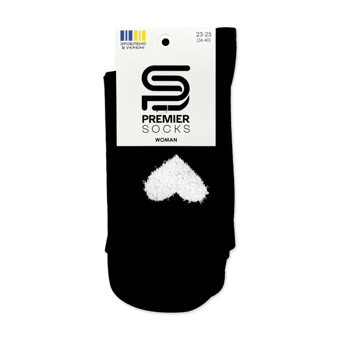 Premier Socks шкарпетки жіночі високі 15В35/1ПМ пухнасте серце чорні р.23-25
