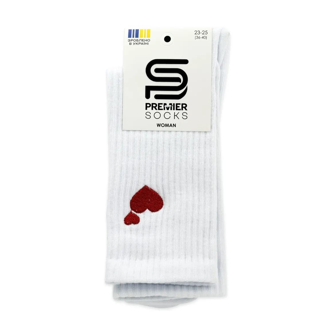 Premier Socks шкарпетки жіночі високі 15В35/1V вишивка 2 серце білі р.23-25