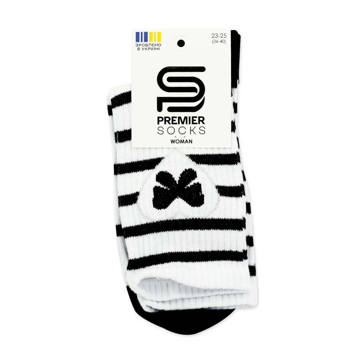 Premier Socks шкарпетки жіночі високі 15В35/1 з бантиком та смужками білі р.23-25