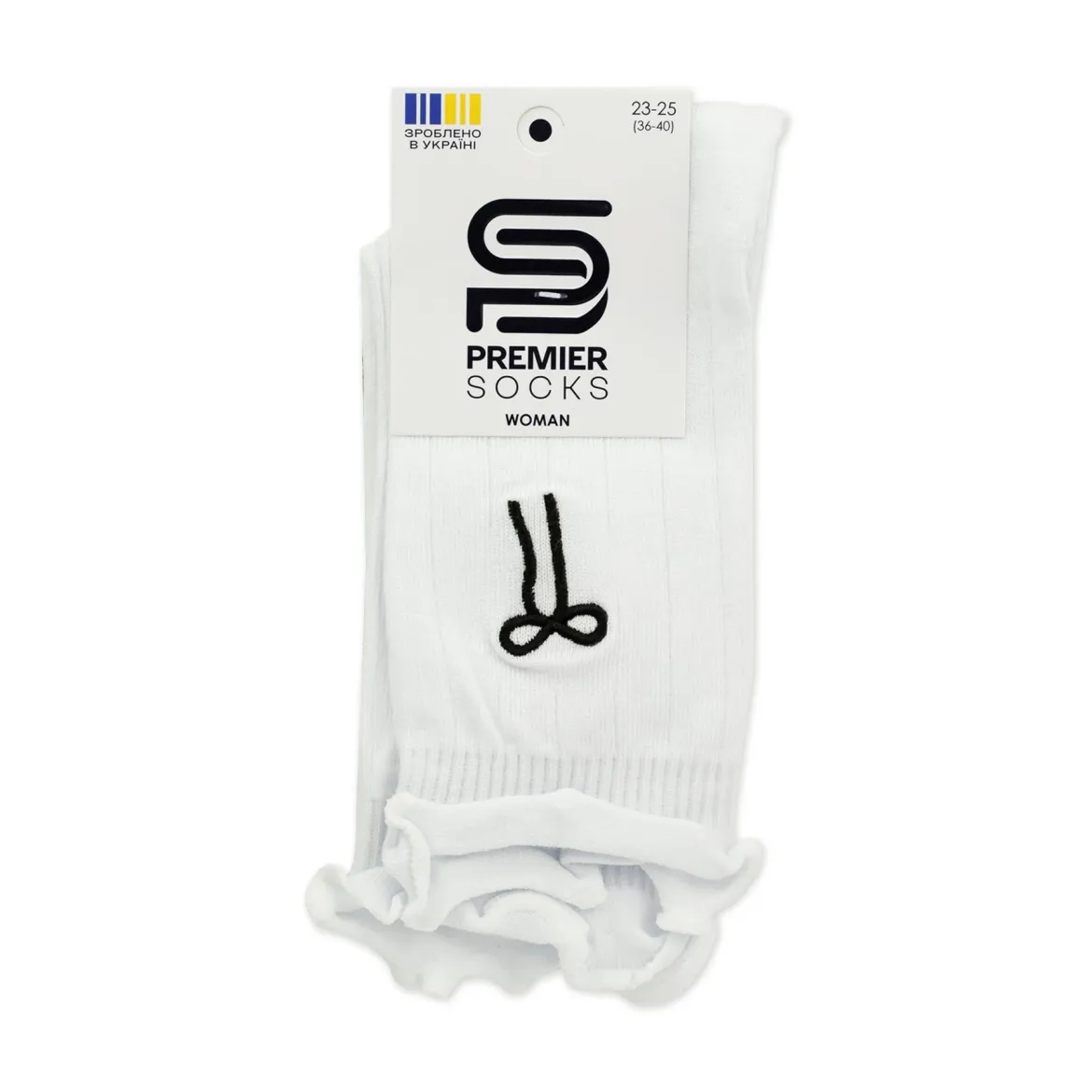 Premier Socks шкарпетки жіночі високі 14В35/13RV* бантик з рюшами білі р.23-25
