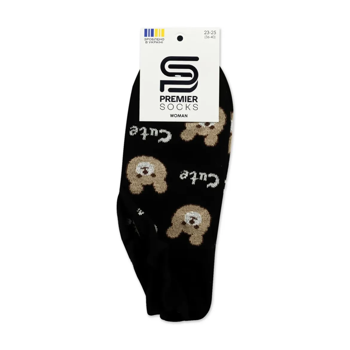 Premier Socks шкарпетки жіночі низькі 14В35/3У ультра короткі ведмедики чорні р.23-25