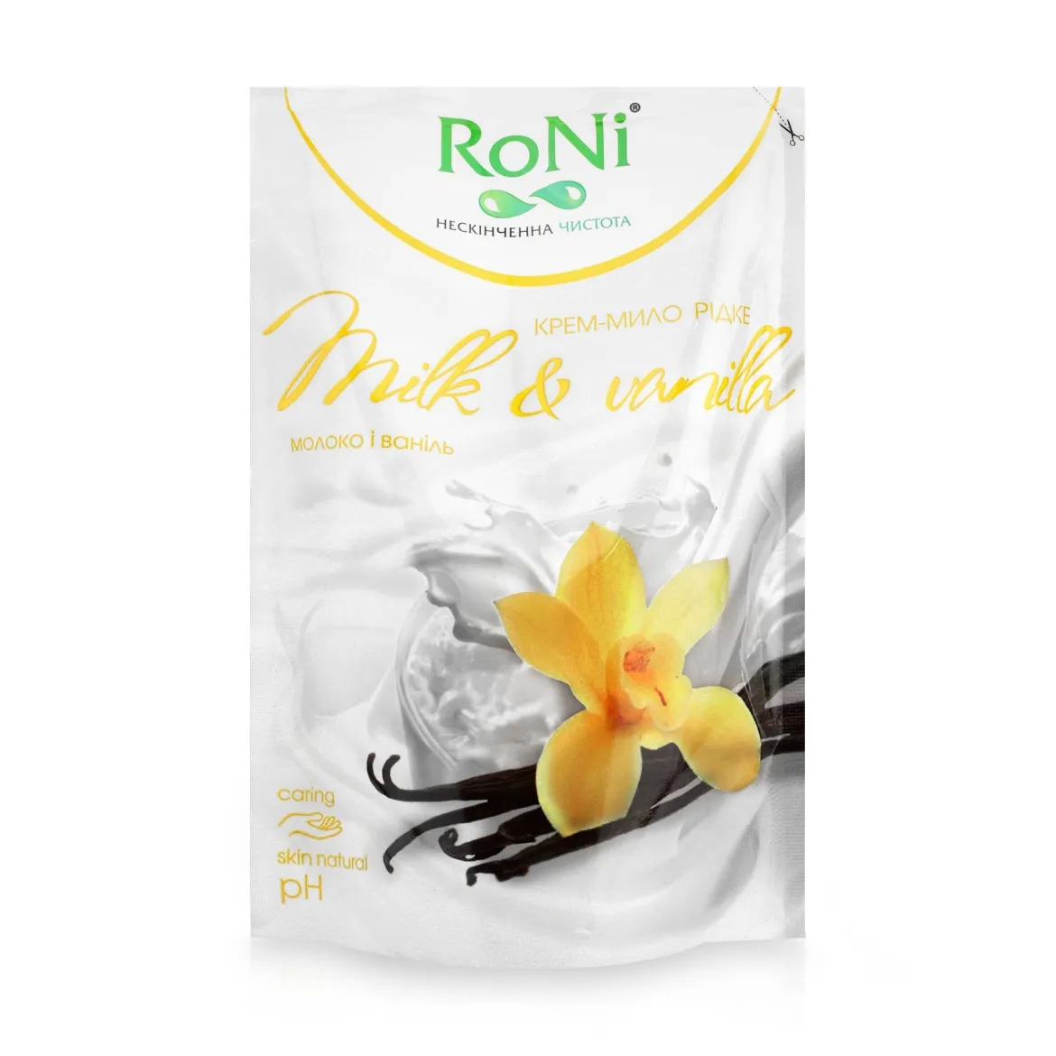 RoNi рідке мило дой-пак з гліцерином milk&amp;vanilla* 450мл
