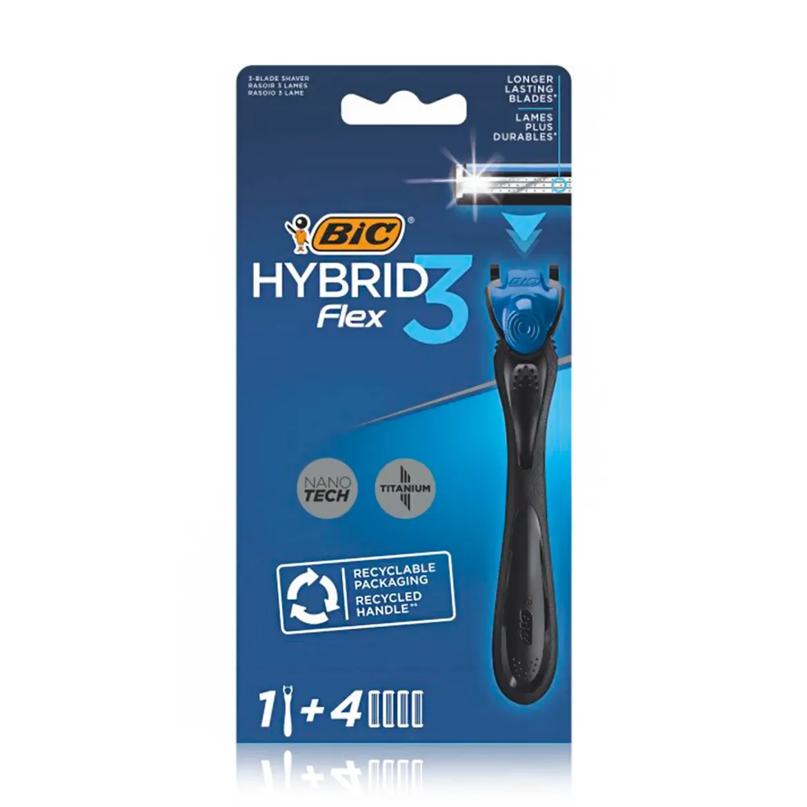 BIC Hybrid 3 Flex станок для гоління + картридж 4 шт.