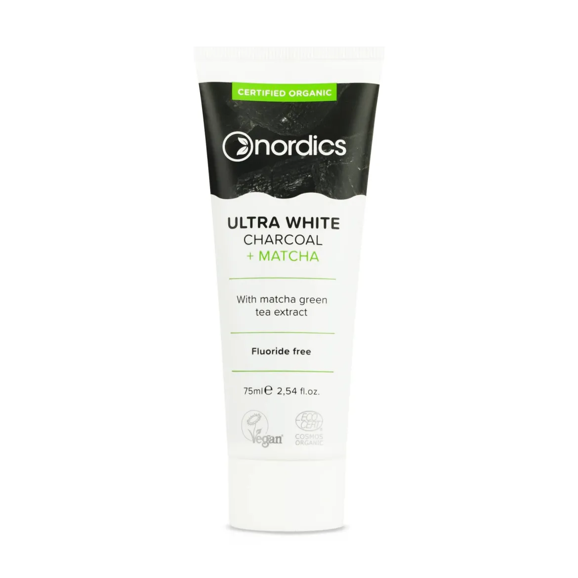Nordics Organic зубна паста *Ultra White Charcoal +matcha 75мл