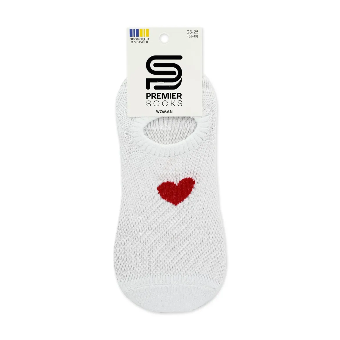 Premier Socks підслідники жіночі 14В35/7К* з м'якою резинкою сітка серце білі р.23-25