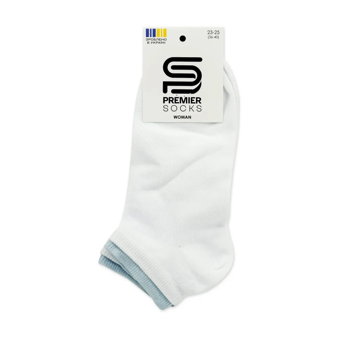 Premier Socks шкарпетки жіночі низькі 14В35/32Р подвійні білі з блакитним р.23-25
