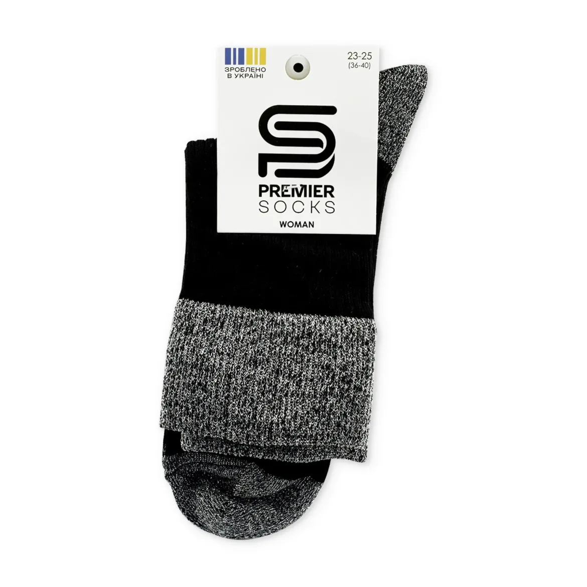 Premier Socks шкарпетки жіночі високі 18В35/1L з люрексом рубчик чорний р.23-25