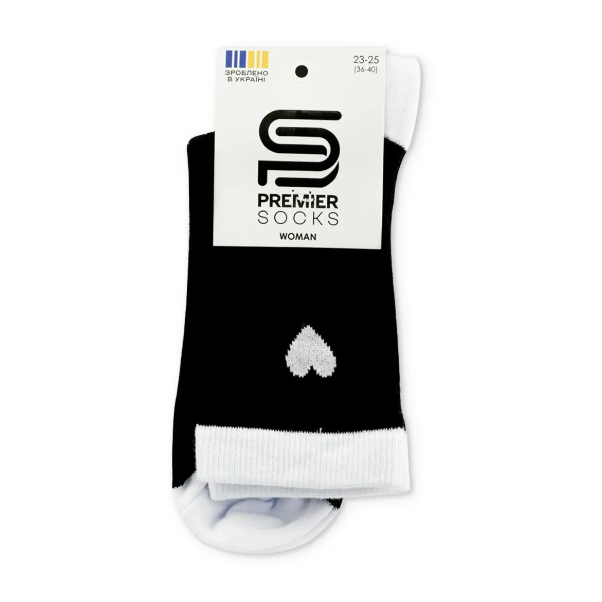 Premier Socks шкарпетки жіночі високі 16В35/1 в рубчик з серцем чорний р.23-25