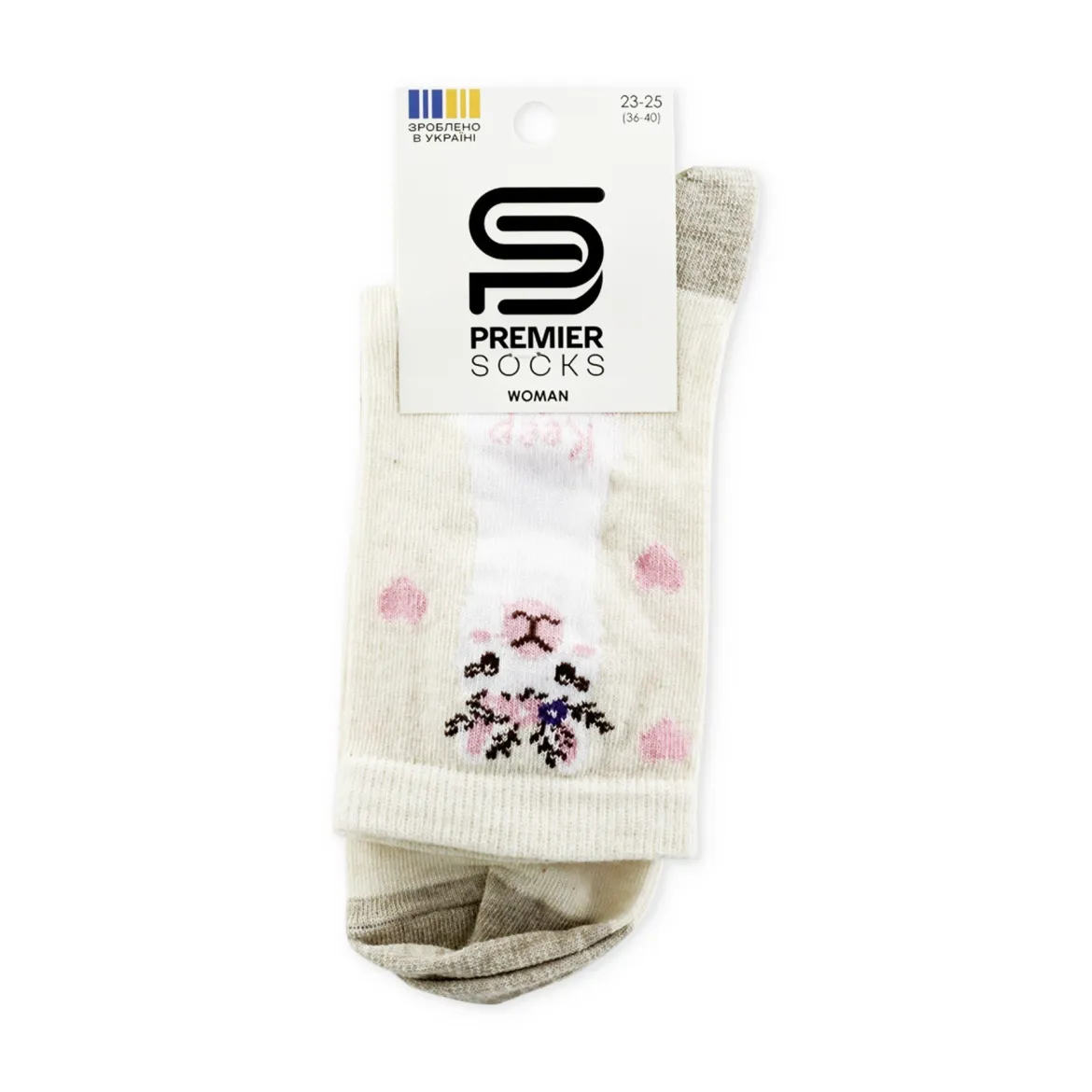 Premier Socks шкарпетки жіночі високі 14В35/13 лама з серцями беж р.23-25