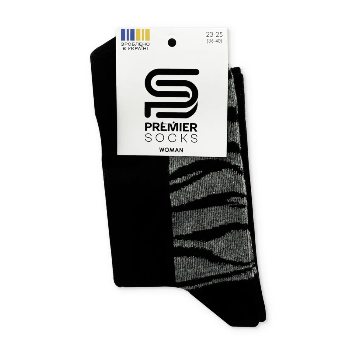 Premier Socks шкарпетки жіночі високі 14В35/1 зебра сірі на стопі чорний р.23-25