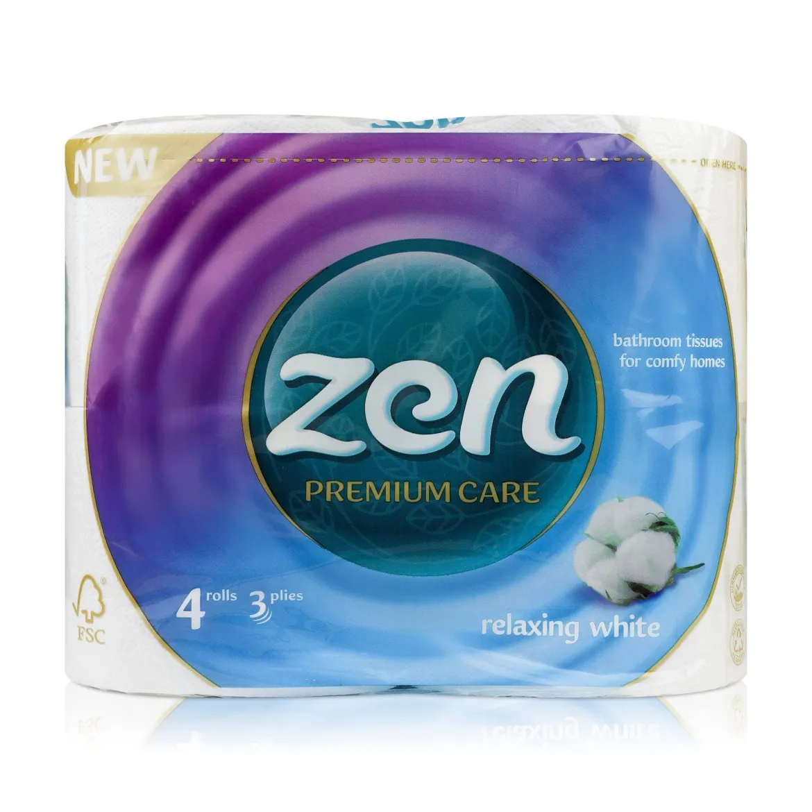 Zen Premium Care туалетний папір relaxing white 3 шари 4 шт.