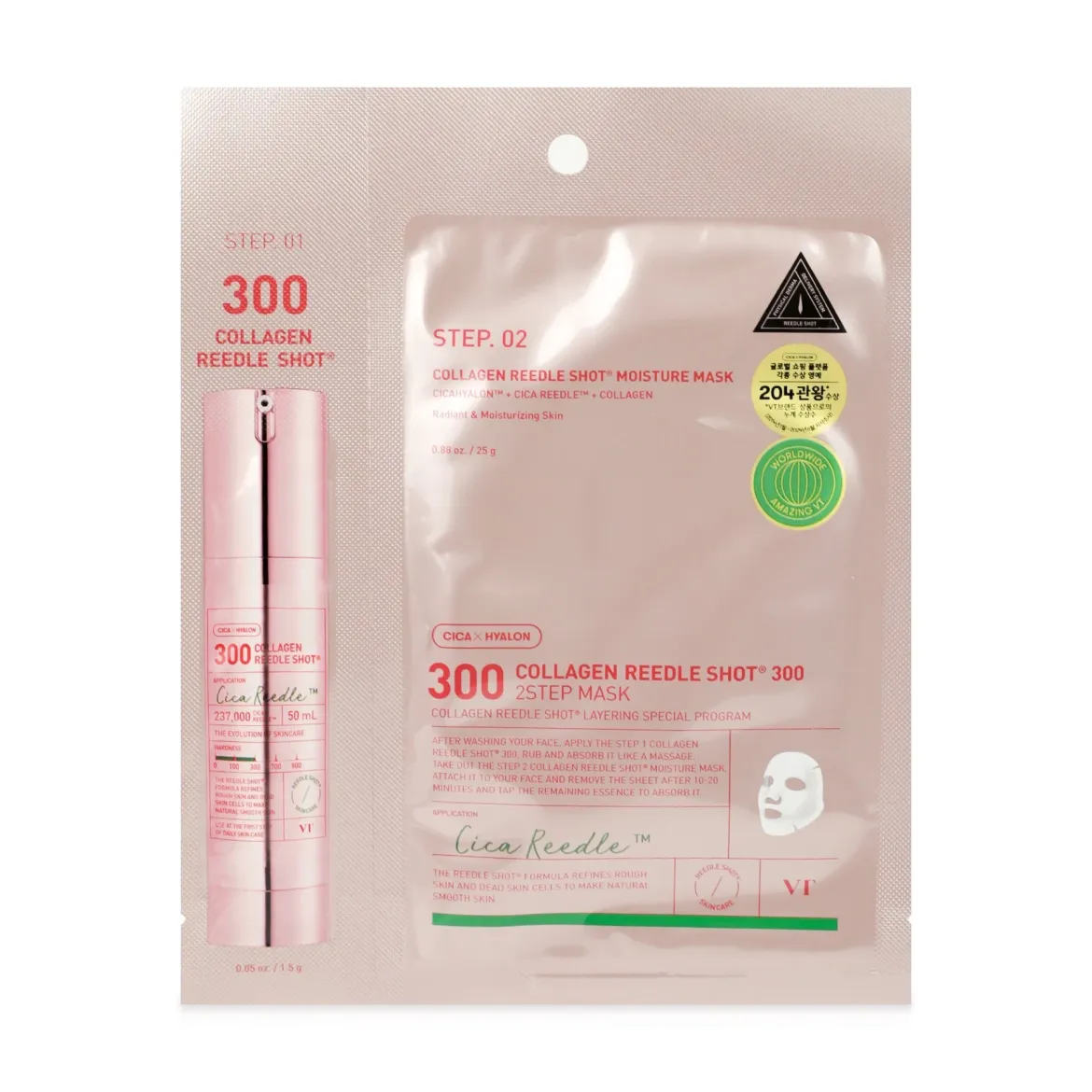 VT Cosmetics маска тканинна двоетапна з колагеном з мікроголками Shot 300 25г