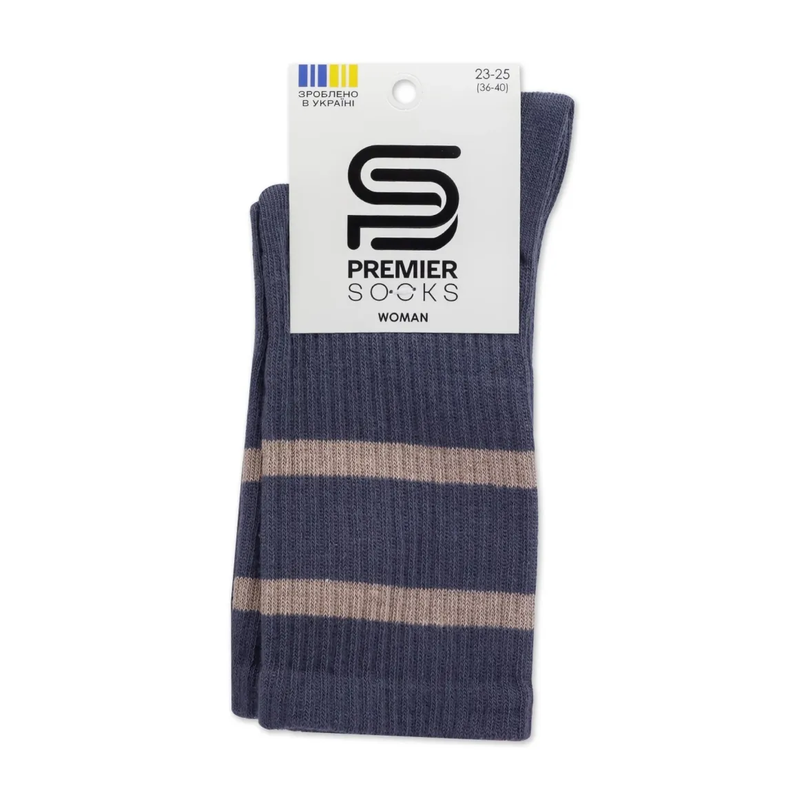 Premier Socks шкарпетки жіночі спорт *15В35/1 смужки графіт р.23-25