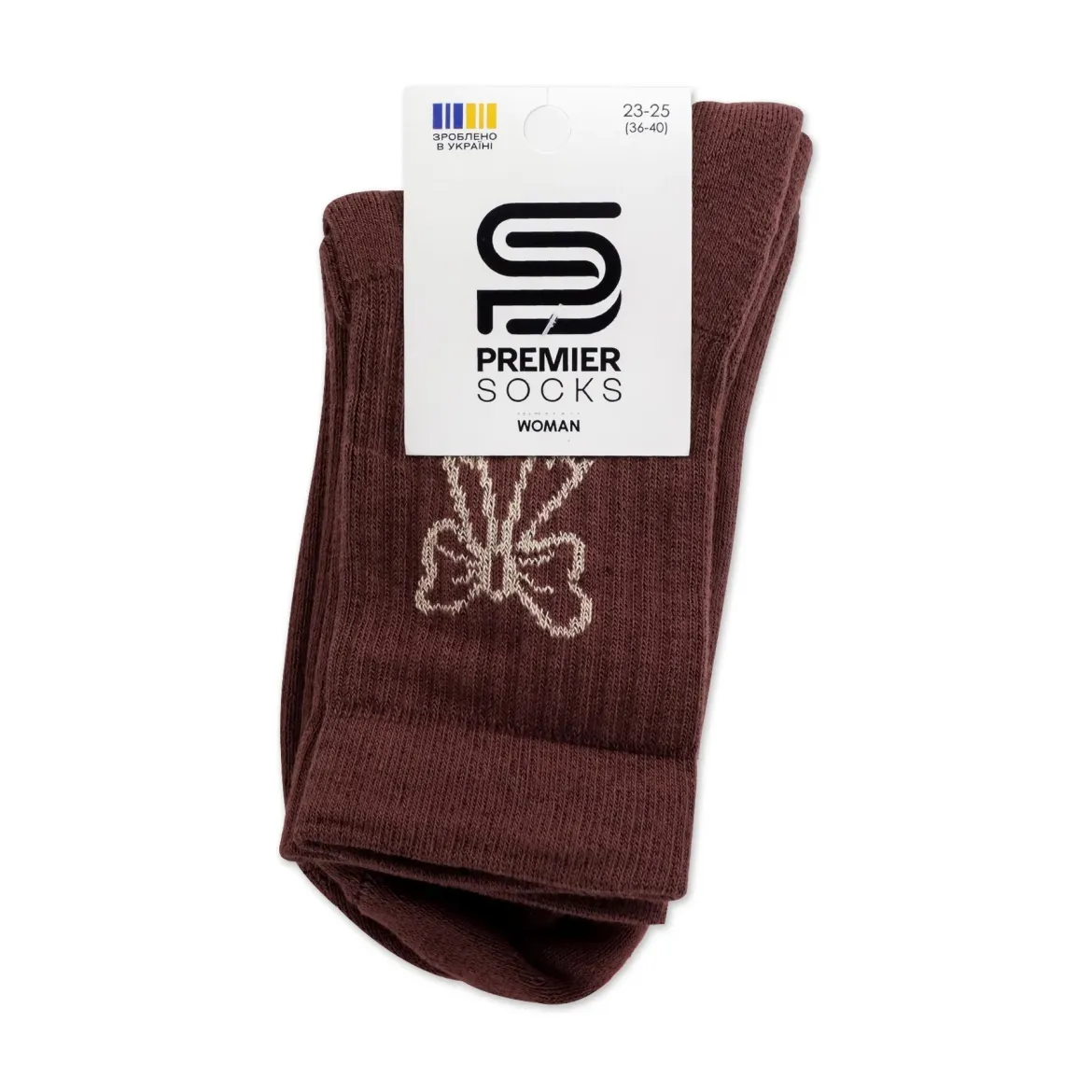 Premier Socks шкарпетки жіночі високі 14В35/30 махрові Бантик коричневі р.23-25