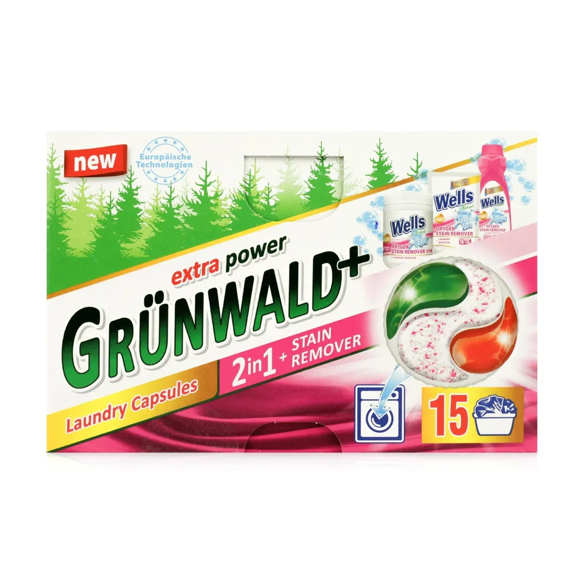 Grunwald капсули для прання 2в1 з плямовивідником 15 шт.