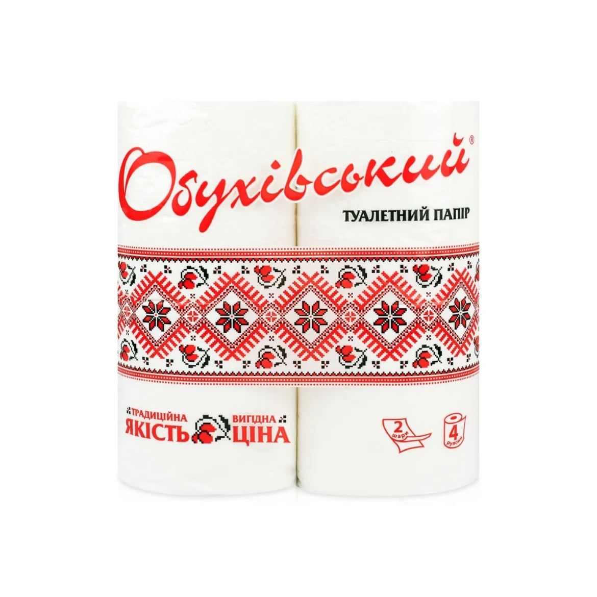 Обухівський туалетний папір 2 шари 4 шт.
