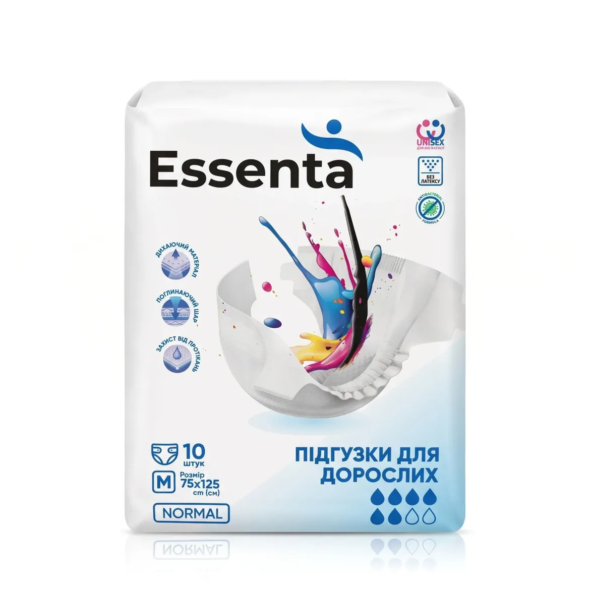 ESSENTA NORMAL підгузки для дорослих М, 75-125 см 10 шт.