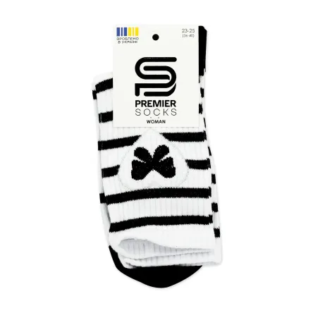 Premier Socks шкарпетки жіночі високі 15В35/1 з бантиком та смужками білі р.23-25
