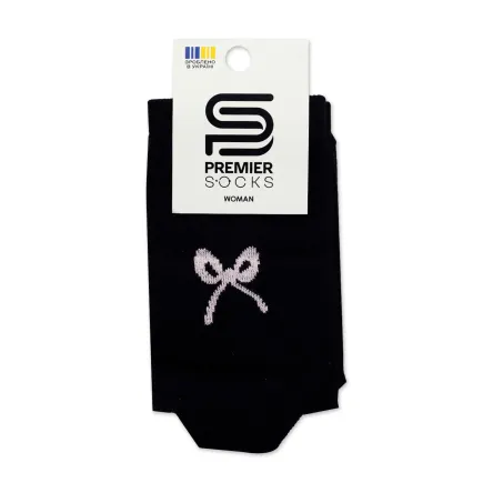Premier Socks шкарпетки жіночі високі 14В35/1 бантик чорні р.23-25