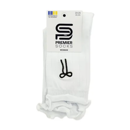 Premier Socks шкарпетки жіночі високі 14В35/13RV* бантик з рюшами білі р.23-25