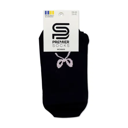 Premier Socks шкарпетки жіночі високі 14В35/13RV* бантик з рюшами чорні р.23-25