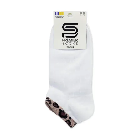 Premier Socks шкарпетки жіночі низькі 14В35/15 резинка  леопард білі р.23-25
