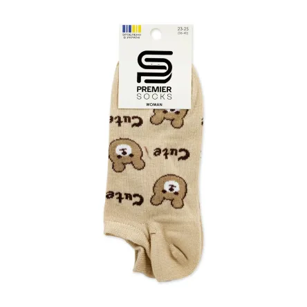 Premier Socks шкарпетки жіночі низькі 14В35/3У* ультра короткі ведмедики беж р.23-25