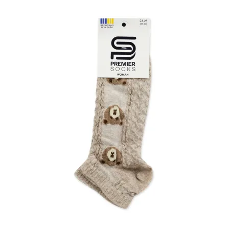 Premier Socks шкарпетки жіночі низькі 14В35/6А  ажурні з ведмедиком беж р.23-25