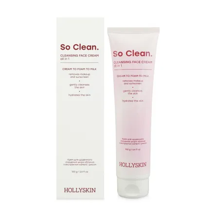 HOLLYSKIN So Clean крем для очищення шкіри з екстрактом камелії і рисом 100г