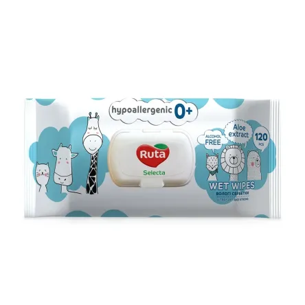 Ruta Selecta дитячі вологі серветки hypoallergenic 0+ екстракт алое* 120 шт.