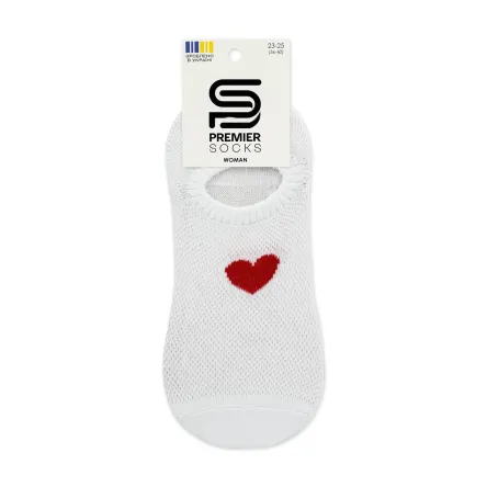 Premier Socks підслідники жіночі 14В35/7К* з м'якою резинкою сітка серце білі р.23-25