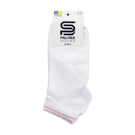 Premier Socks шкарпетки жіночі низькі 14В35/32Р подвійні білі з рожевим р.23-25