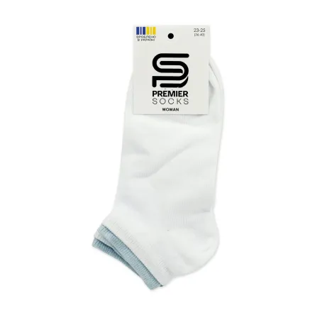 Premier Socks шкарпетки жіночі низькі 14В35/32Р подвійні білі з блакитним р.23-25