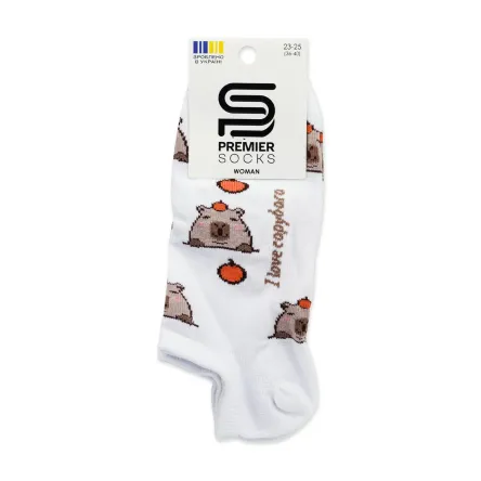 Premier Socks шкарпетки жіночі низькі 14В35/3М* ультракороткі з капібарою білі р.23-25