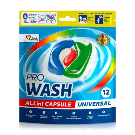 Pro Wash капсули для прання 4в1 універсал 12 шт.