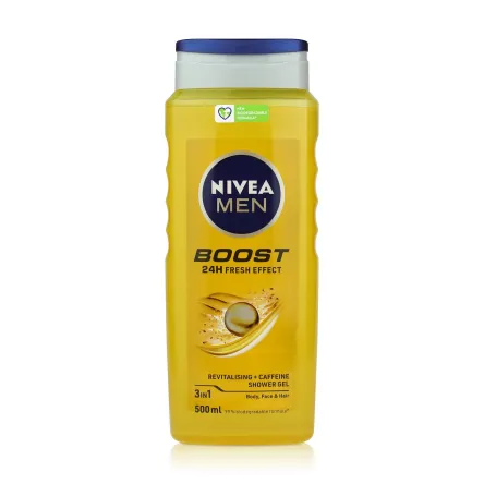 Nivea MEN гель-шампунь чоловічий 3in1 Boost Active Energy 24h fresh effect 500мл