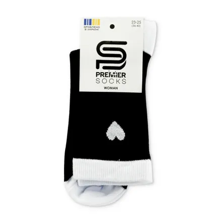 Premier Socks шкарпетки жіночі високі 16В35/1 в рубчик з серцем чорний р.23-25