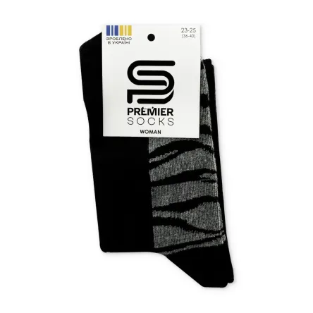 Premier Socks шкарпетки жіночі високі 14В35/1 зебра сірі на стопі чорний р.23-25
