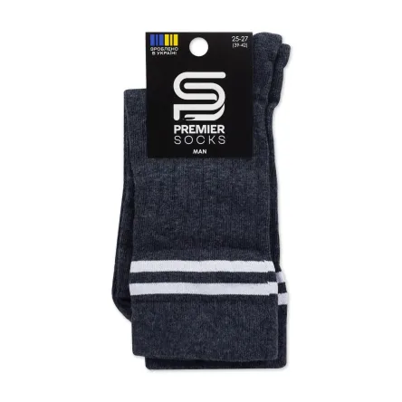 Premier Socks шкарпетки чоловічі високі * 555J в рубчик смужки т. сірі меланж р.25-27