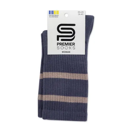 Premier Socks шкарпетки жіночі спорт *15В35/1 смужки графіт р.23-25