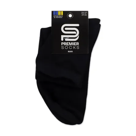 Premier Socks МС шкарпетки чоловічі середні 566 з махровою стопою чорні