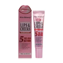 Kiss Beauty рідкі рум'яна для щік та губ, які змінюють колір Color Change 30мл — Photo 2